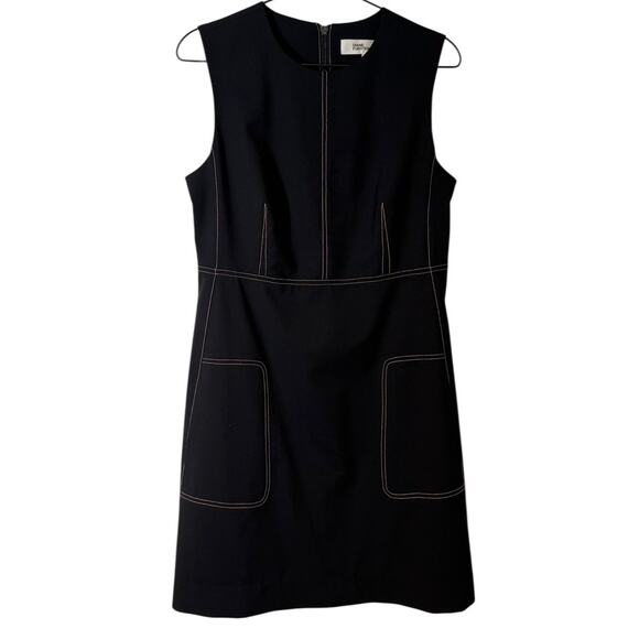 Diane von Furstenburg Tedi Seam Dress Black Pink Stitching 10‎ Wool Shift Sheath - Picture 4 of 9